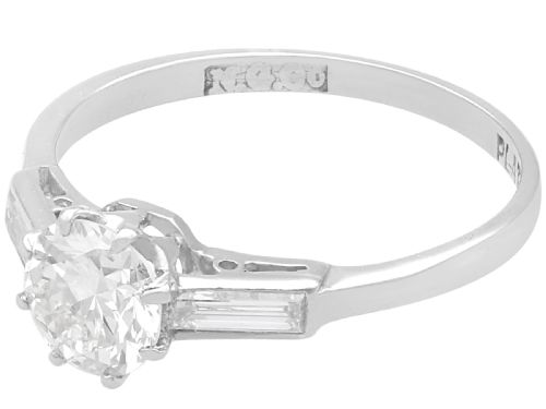 fig 3. Antique Art Deco 0.91ct Diamond and Platinum Solitaire Ring Circa 1925