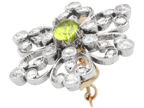 ANTIQUE 125CT PERIDOT AND 195CT DIAMOND 9CT YELLOW GOLD PENDANT BROOCH CIRCA 1890 - ADDITIONAL PHOTO 5