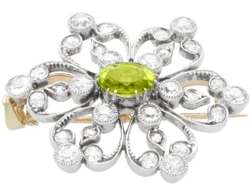 ANTIQUE 125CT PERIDOT AND 195CT DIAMOND 9CT YELLOW GOLD PENDANT BROOCH CIRCA 1890 - ADDITIONAL PHOTO 6