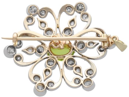 ANTIQUE 125CT PERIDOT AND 195CT DIAMOND 9CT YELLOW GOLD PENDANT BROOCH CIRCA 1890 - ADDITIONAL PHOTO 7