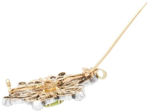 ANTIQUE 125CT PERIDOT AND 195CT DIAMOND 9CT YELLOW GOLD PENDANT BROOCH CIRCA 1890 - ADDITIONAL PHOTO 8