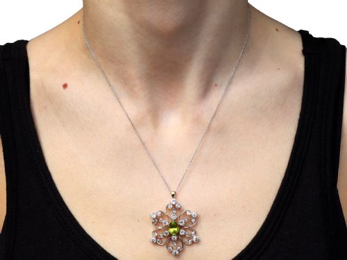 ANTIQUE 125CT PERIDOT AND 195CT DIAMOND 9CT YELLOW GOLD PENDANT BROOCH CIRCA 1890 - ADDITIONAL PHOTO 12
