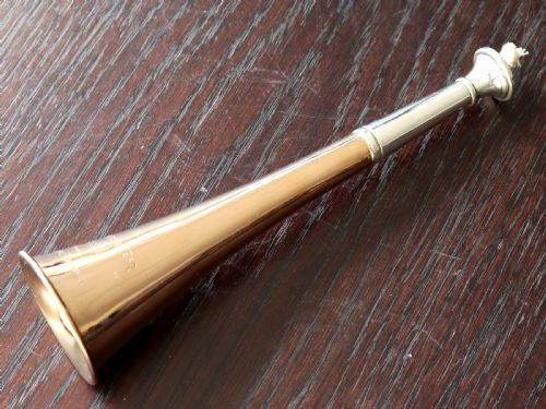 ANTIQUE VICTORIAN STERLING SILVER HUNTING HORN TABLE LIGHTER 1887 - ADDITIONAL PHOTO 1