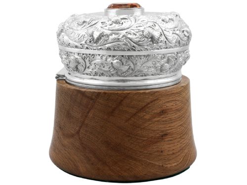 ANTIQUE EDWARDIAN SCOTTISH STERLING SILVER AND OAK HUMIDOR 1908 - ADDITIONAL PHOTO 6