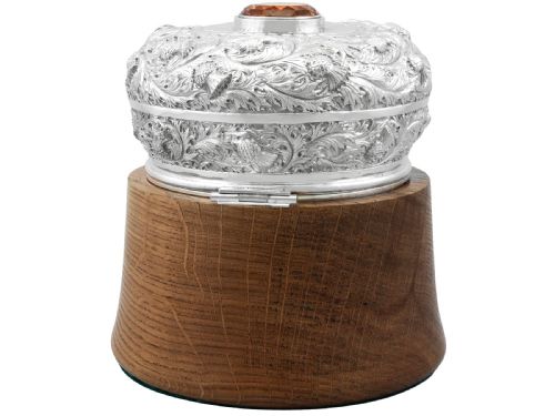 ANTIQUE EDWARDIAN SCOTTISH STERLING SILVER AND OAK HUMIDOR 1908 - ADDITIONAL PHOTO 7