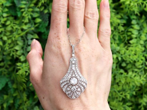 ANTIQUE ART DECO 351CT DIAMOND AND 18CT WHITE GOLD PENDANT CIRCA 1925 - ADDITIONAL PHOTO 1
