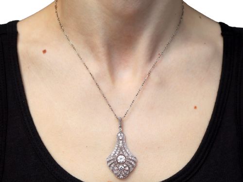 ANTIQUE ART DECO 351CT DIAMOND AND 18CT WHITE GOLD PENDANT CIRCA 1925 - ADDITIONAL PHOTO 7