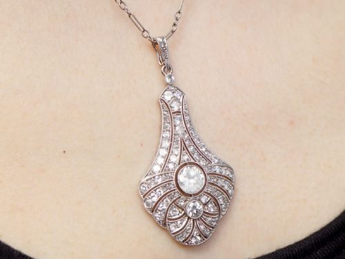 ANTIQUE ART DECO 351CT DIAMOND AND 18CT WHITE GOLD PENDANT CIRCA 1925 - ADDITIONAL PHOTO 8