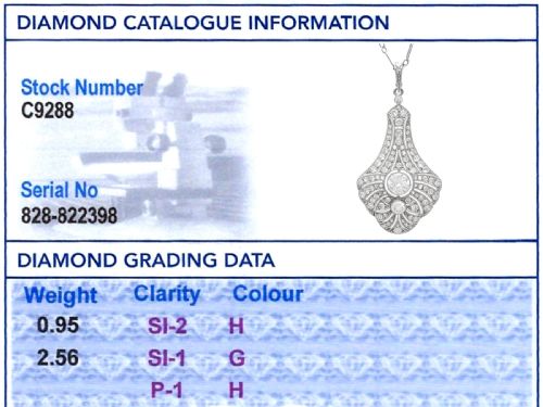 ANTIQUE ART DECO 351CT DIAMOND AND 18CT WHITE GOLD PENDANT CIRCA 1925 - ADDITIONAL PHOTO 9