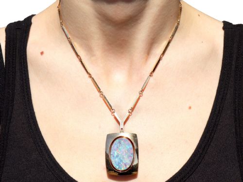 VINTAGE 634CT OPAL AND 14CT YELLOW GOLD PENDANT CIRCA 1950 - ADDITIONAL PHOTO 9