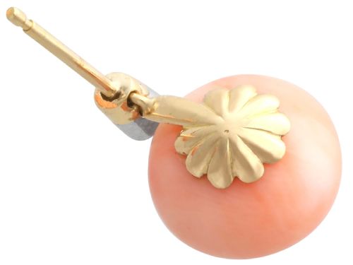 fig 6. Antique 8.20ct Coral and 0.13ct Diamond, 18ct Yellow Gold Earrings Circa 1935