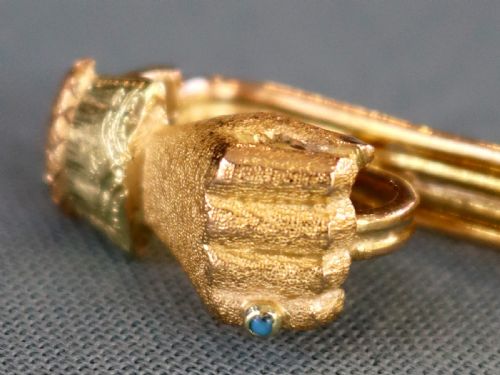 fig 4. Antique Turquoise and 15ct Yellow Gold Scarf Cravat Clip Circa 1880