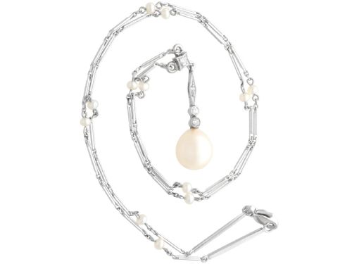 ANTIQUE PEARL AND DIAMOND PLATINUM PENDANT CIRCA 1920 - ADDITIONAL PHOTO 3