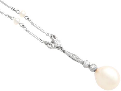 ANTIQUE PEARL AND DIAMOND PLATINUM PENDANT CIRCA 1920 - ADDITIONAL PHOTO 4