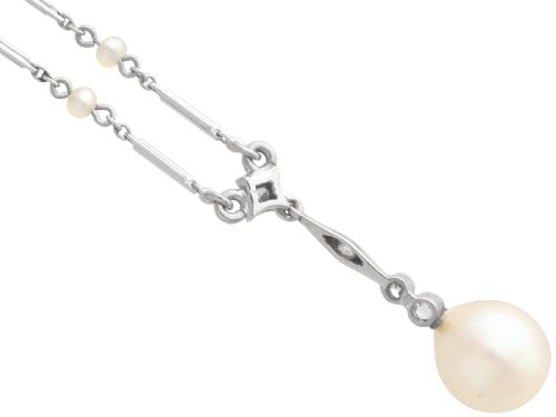 ANTIQUE PEARL AND DIAMOND PLATINUM PENDANT CIRCA 1920 - ADDITIONAL PHOTO 5
