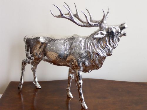 fig 2. Antique Edwardian Sterling Silver Stag Sugar Box