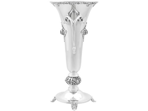 ANTIQUE GEORGE V LINDISFARNE STYLE IRISH STERLING SILVER VASES - ADDITIONAL PHOTO 4