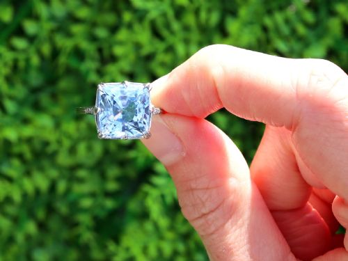fig 1. Antique 8.80ct Madagascan Sapphire and Diamond, Platinum Ring Circa 1935