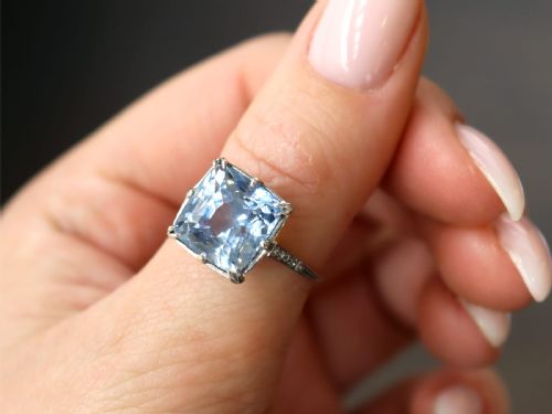 fig 2. Antique 8.80ct Madagascan Sapphire and Diamond, Platinum Ring Circa 1935