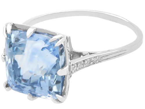fig 5. Antique 8.80ct Madagascan Sapphire and Diamond, Platinum Ring Circa 1935