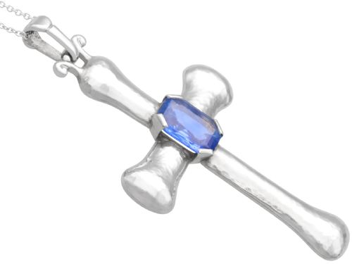VINTAGE 290CT SAPPHIRE AND PLATINUM CROSS PENDANT CIRCA 1950 - ADDITIONAL PHOTO 5