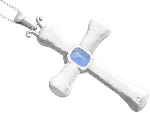 VINTAGE 290CT SAPPHIRE AND PLATINUM CROSS PENDANT CIRCA 1950 - ADDITIONAL PHOTO 6