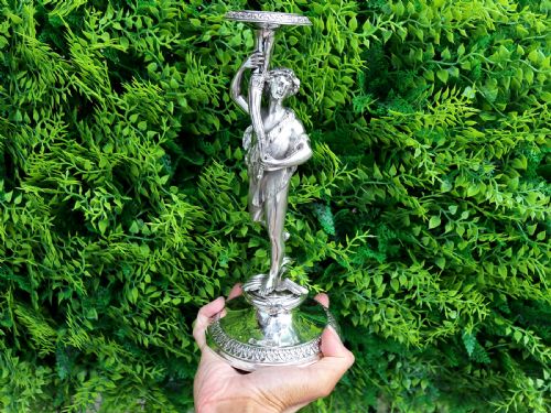 ANTIQUE VICTORIAN STERLING SILVER FIGURAL CANDLESTICKS 1865 - ADDITIONAL PHOTO 1