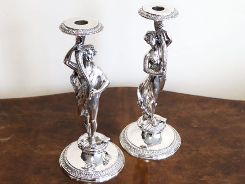 ANTIQUE VICTORIAN STERLING SILVER FIGURAL CANDLESTICKS 1865 - ADDITIONAL PHOTO 2