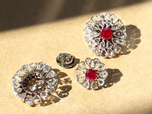 fig 6. Antique 2.10ct Burmese Ruby and 14.12ct Diamond, 18ct White Gold Earrings Circa 1900