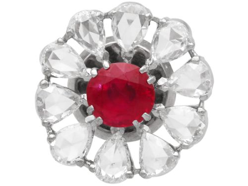 fig 8. Antique 2.10ct Burmese Ruby and 14.12ct Diamond, 18ct White Gold Earrings Circa 1900