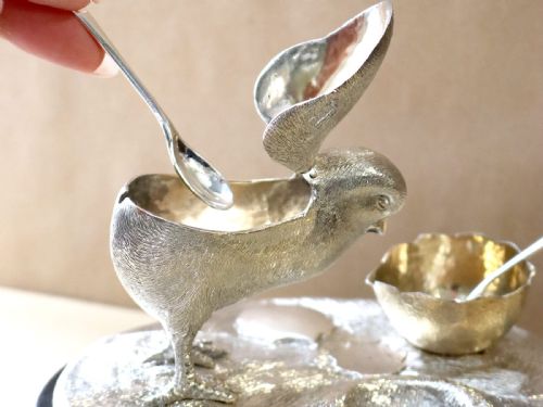 ANTIQUE VICTORIAN STERLING SILVER CHICK CONDIMENT SET - ADDITIONAL PHOTO 3