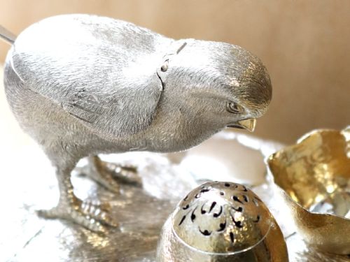 ANTIQUE VICTORIAN STERLING SILVER CHICK CONDIMENT SET - ADDITIONAL PHOTO 4