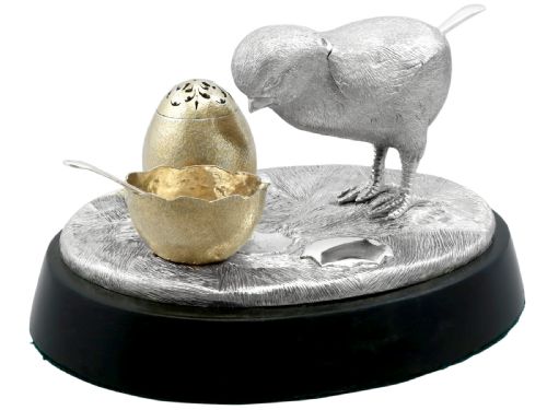 ANTIQUE VICTORIAN STERLING SILVER CHICK CONDIMENT SET - ADDITIONAL PHOTO 7