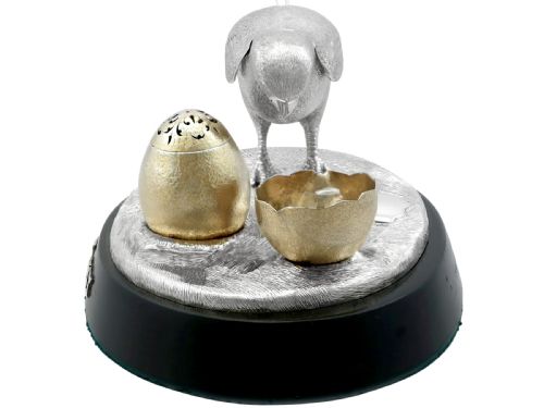 ANTIQUE VICTORIAN STERLING SILVER CHICK CONDIMENT SET - ADDITIONAL PHOTO 8