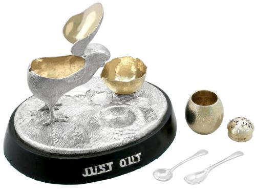 ANTIQUE VICTORIAN STERLING SILVER CHICK CONDIMENT SET - ADDITIONAL PHOTO 11