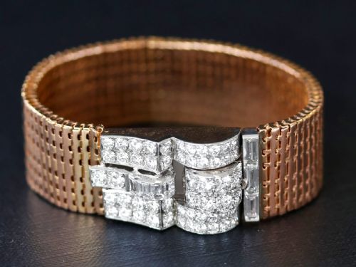 ANTIQUE 650CT DIAMOND AND 16CT ROSE GOLD BRACELET CIRCA 1930 - ADDITIONAL PHOTO 2