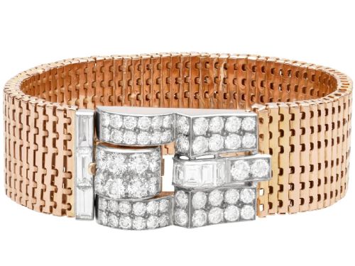 ANTIQUE 650CT DIAMOND AND 16CT ROSE GOLD BRACELET CIRCA 1930 - ADDITIONAL PHOTO 3