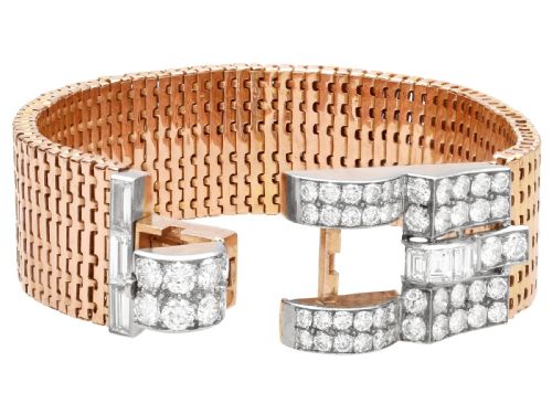 ANTIQUE 650CT DIAMOND AND 16CT ROSE GOLD BRACELET CIRCA 1930 - ADDITIONAL PHOTO 4