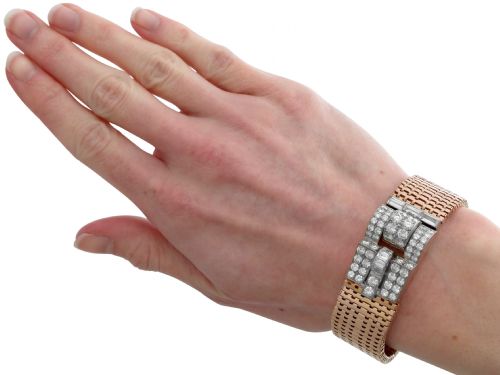 ANTIQUE 650CT DIAMOND AND 16CT ROSE GOLD BRACELET CIRCA 1930 - ADDITIONAL PHOTO 11