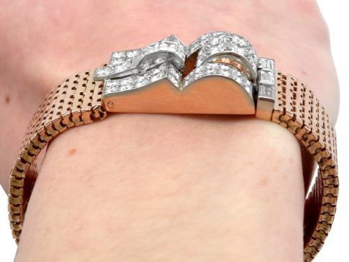 ANTIQUE 650CT DIAMOND AND 16CT ROSE GOLD BRACELET CIRCA 1930 - ADDITIONAL PHOTO 13
