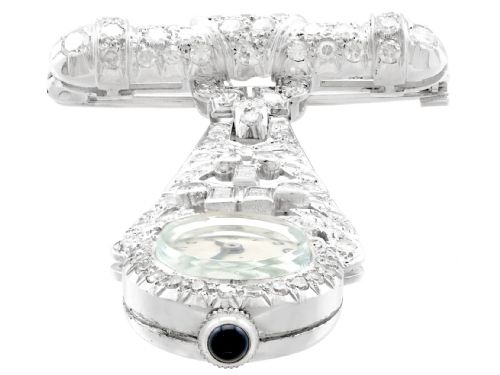 VINTAGE ART DECO 204CT DIAMOND AND PLATINUM LADIES FOB WATCH CIRCA 1940 - ADDITIONAL PHOTO 6
