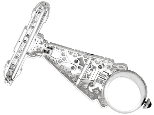 VINTAGE ART DECO 204CT DIAMOND AND PLATINUM LADIES FOB WATCH CIRCA 1940 - ADDITIONAL PHOTO 7