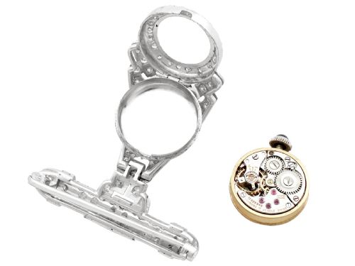 VINTAGE ART DECO 204CT DIAMOND AND PLATINUM LADIES FOB WATCH CIRCA 1940 - ADDITIONAL PHOTO 8