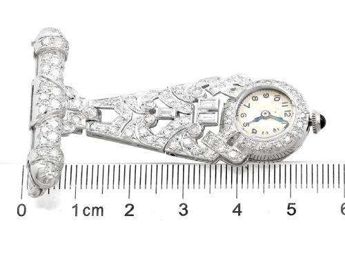 VINTAGE ART DECO 204CT DIAMOND AND PLATINUM LADIES FOB WATCH CIRCA 1940 - ADDITIONAL PHOTO 11