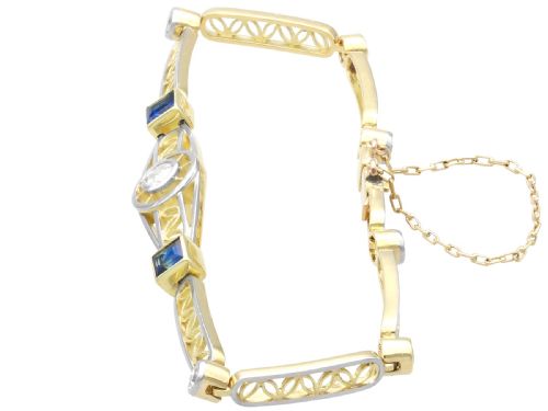 ANTIQUE 142CT SAPPHIRE AND 060CT DIAMOND 18CT YELLOW GOLD BRACELET CIRCA 1925 - ADDITIONAL PHOTO 3