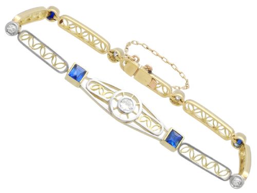 ANTIQUE 142CT SAPPHIRE AND 060CT DIAMOND 18CT YELLOW GOLD BRACELET CIRCA 1925 - ADDITIONAL PHOTO 4