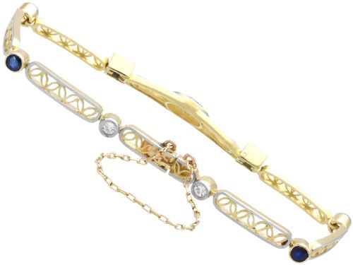 ANTIQUE 142CT SAPPHIRE AND 060CT DIAMOND 18CT YELLOW GOLD BRACELET CIRCA 1925 - ADDITIONAL PHOTO 5