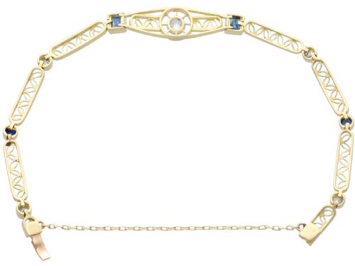 ANTIQUE 142CT SAPPHIRE AND 060CT DIAMOND 18CT YELLOW GOLD BRACELET CIRCA 1925 - ADDITIONAL PHOTO 6