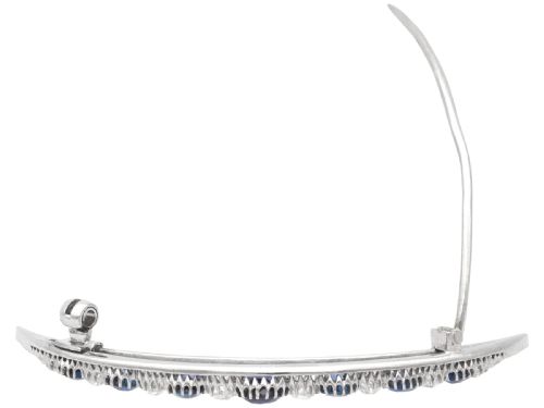fig 7. Antique 3.50ct Burmese Sapphire, 1.65ct Diamond and 18ct White Gold Crescent Brooch Circa 1890