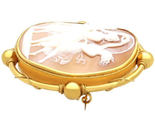 fig 7. Antique Shell and 21ct Yellow Gold Three Graces Cameo Brooch Circa 1880